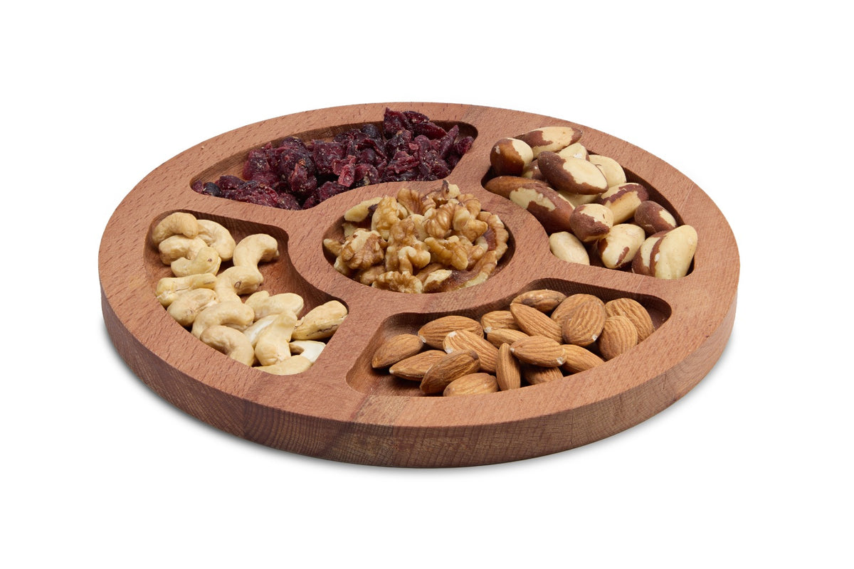 Chopping Board / Wood Cutting Board / Beech Wood Cutting Board – Round Tray with 5 Slots